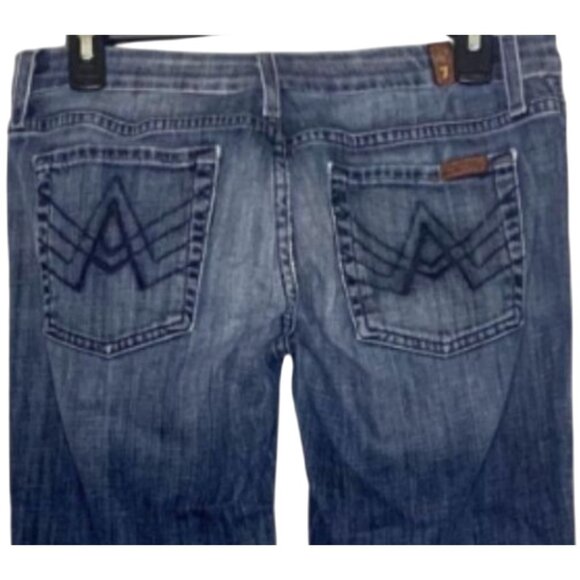 7 For All Mankind Jeans Womens 29 Blue Denim A Pocket Bootcut Stretch Made USA - Picture 1 of 10